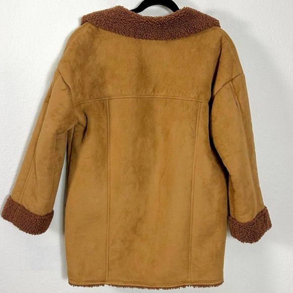 Free People Western Bohemian Retro 70s Winter Faux Sherpa Suede Diogo Coat Small - Picture 11 of 14